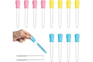 WINBEST Pipeta, 12 sztuk, pipeta 5 ml, z 2 szczotkami, pipety plastikowe, pipety dla dzieci, silikonowe, z tworzywa sztucznego, pipety, przezroczyste pipety do form słodyczy, majsterkowania, sztuki, roślin,