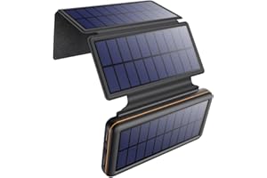 iPosible Solar Powerbank mit Externes Solarpanel Solar Ladegerät Externer Akku mit USB-C Ports,26800mAh Power Bank Mobiles Outdoor Akkupack Kompatibel mit iPhone Samsung Huawei Xiaomi Google-Schwarz