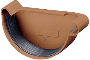 INEFA Pieza final de canalón semiredonda, PVC 100mm, accesorios para canalónmarrón derecho, fácilmontaje enchufable,made in Germany