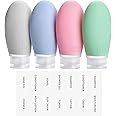 Opret 100ml Silicone Travel Bottle, 4 Pack Leak Proof Refillable Squeezable Containers with Lable 3.4oz for Shampoo, Conditioner and Toiletries, BPA Free and TSA Approved