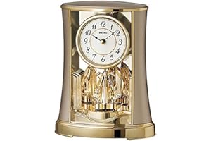 SEIKO CLOCKS Seiko Mantel Clock with Rotating Pendulum, Gold Finish
