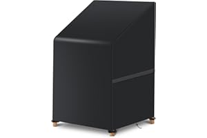 LUSCHEER Garden Stacking Chair Covers Waterproof Heavy Duty Oxford Fabric Patio Outdoor Chair Covers Windproof Anti-UV (65x65x80/120cm, Black)