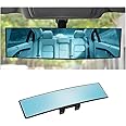 CGEAMDY Car Rearview Mirror, Clip-on Panoramic Rear View Mirror for Car, Wide Viewing Range, 12inch Universal Use for Cars, SUVs, Trucks, Vehicles (Blue)