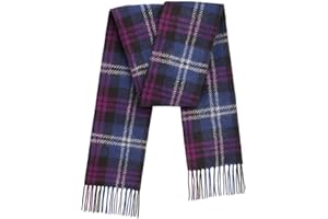BRAW CLANS TARTANS 100% Pure Lambswool Tartan Scarf for women and men - 60x12 Unisex, Brushed wool winter long soft warm tartan check scarves - Gift for Christmas