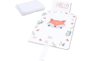 TOTSY BABY Changing mat for on The go - Compact Changing mat 75x45 cm Foldable Changing mat Waterproof Washable Fox