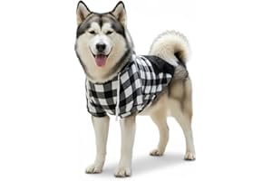 ZIYONIX Felpa con cappuccio per cani, Caldo e leggero Felpa Cane Grande, Morbido e confortevole felpa Cane Cani con Motivo a quadri bianchi e neri per tutte le razze di cani di taglia grande (L)