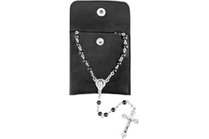 LIULINY Set da 1 Pezzo Rosario Cattolico Collana Perline, Rosario Cattolico Crocifisso Collana, Perle con Sacchetto di Velluto, per Comunione, per Battesimo, Messa, Bibbia