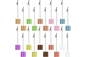 Orssmigs 20 Pezzi Portafoto con Mollette Porta Memo Clip Porta Segnaposto Clip Mollette Portafoto con Base Porta Foto con Mollette per Ufficio, Matrimonio, Festa, Casa