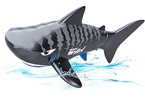 OBEST Ferngesteuertes Hai-Spielzeug, Hohe Simulation Elektro Tauchhai, 360°Drehbar Wasserdicht RC Stunt Hai Boot, 40MHZ Ferngesteuertes Hai Wasserspielzeug Rennboote für Schwimmbad, Badezimmer(Grau)