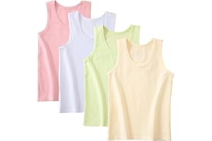 Anntry 2-10 Years Little Girls Solid Colors Soft Camisole Undershirts 4 Pack Kids Comfort Breathable Tank Tops