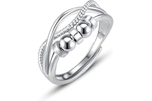 SNORSO Bague Celtique Anti Stress Femme Argent, Fidget Bague Anxiété Rotative, Bague Ouverts Reglables Avec Zircon Cubique, Fidget Anneaux Spinner Ring Ensemble pour Femmes Filles