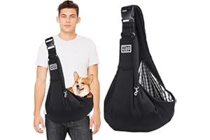 PETCUTE Hundetragetasche,Transporttasche für Hunde und Kleine Haustiere bis 7.5 kg,Tragetuch Hund mit Verstellbare Sicherer Schultergurt,Fronttasche für Spaziergänge im Freien,Schwarz