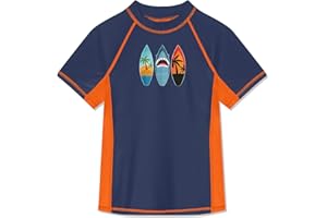 BesserBay Jungen Bademode Kurzarm Schwimmshirt Top UV-Shutz UPF 50+ 110-160