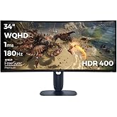 Dell AW3425DWM 34 3440x1440 WQHD 180Hz 1ms HDMI DP FreeSync Premium HDR 400 Curved Gaming Monitor