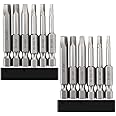 Saipor 12PCS Magnetic Square Head Screwdriver Bits Set 2 Inch Length 1/4'' Hex Shank Robertson Square Drive Bit S2 Steel SQ1, SQ2, SQ2.7, SQ3, SQ4, SQ5 Quick Release Power Tools, 2 Set of 6