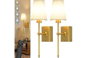 Toowell Battery Operated Wall Lights Rechargeable Wall Lights Indoor,Battery Wall Lights Wireless Wall Lights Indoor,Wireless Wall Sconces Wall Light No Wire for Living Room Hallway Bedroom,Gold 2PCS