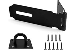 Minfuerang 4 Pulgadas Cerrojo de Candado, Cerradura de Seguridad con 9 Tornillos, Aldaba de Candado para Puerta, Ventana, Armario,Jaula de Mascotas (Negro (Galvanizado))