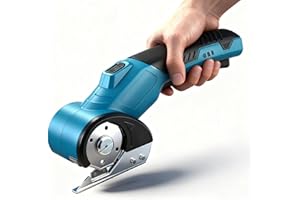 OTUFAN Cordless Cardboard Cutter, High-Speed Electric Scissors, Low Noise & LED Light USB Charger Power Electric Scissors for Cutting Fabric, Leather, Carpet, Sewing, Crafting & DIY Projects (Blue)