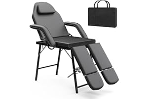 ONPNO Portable Beauty Bed Adjustable 3 Section Massage Table Split Legged Folding Massage Chair Salon Beauty Tattoo Chair Therapy Bed with Storage Bag,Black