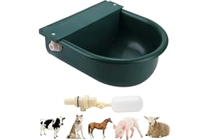 BREUAILY Bebedero Automático para Caballos Bebedero para Ganado con Válvula Flotante Y Orificios de Drenaje para Caballos Bovinos Cabras Ovejas Cerdos y Perros (Verde Oscuro)