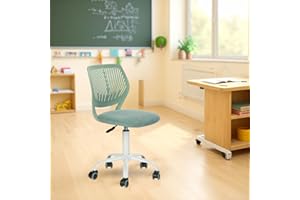 FurnitureR Chaise de Classe Compacte, Siège Ergonomique pour Ecole, Dossier en Maille Respirante, Hauteur Réglable, Chaise de Salle de Dessin pour Enfants, Facile à Déplacer 360°, Morandi Aqua