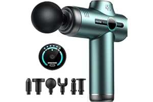KUMAIGO Massagepistole, Massage Gun mit 6 Geschwindigkeiten & 6 Köpfen, mit LCD Touchscreen, Tiefengewebe Massagegerät für Rücken, Schultern, Beine (Grün)