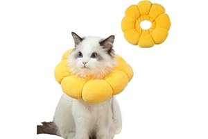 HCYANGZHANG Halskrause Katze,Gelbe Sonnenblume Katzen Halskrause,Einstellbarer Schützender Kragen für Haustiere,Weich Katze Schutzkragen,für Klein Hund Nach Operation Schutzkragen(S)
