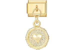 Hoomall Italian Charm Bracelet Charms mit Anhänger Armband Fußkettchen Halskette Charms 10x9mm Gold Edelstahl Italian Charms DIY Modul Charm Abnehmbare Schmuck