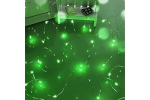 DALUGO Guirlande lumineuse 50 LED guirlandes lumineuses irlandaises décoratives à piles, lumière de fil d'argent pour chambre à coucher, mariage, jardin (vert)