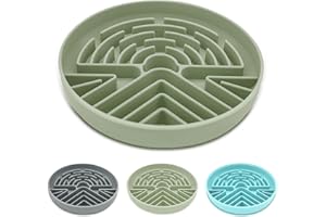Lesipee Ciotola per cani di taglia grande e piccola, anti-soffocamento, con base antiscivolo, interattiva, per mangiare lentamente, in silicone, per cuccioli e gatti (grigio verde)