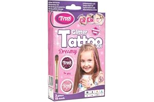 ‎TYTOO Tytoo Glitzertattoo Set für Mädchen mit 15 Schablonen- Seine Anwendung ist auch für Kinder mit empfindlicher Haut sicher und hält bis zu 18 Tage - 100% Geld-zurück-Garantie, Rosa