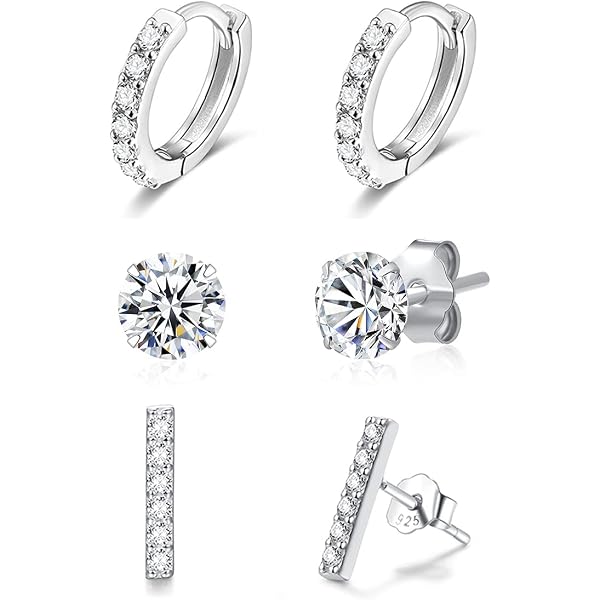 Set 3 Orecchini Pendenti In Argento 925 Con Perle D'Acqua Dolce - Gioiello Donna 5-6-7mm