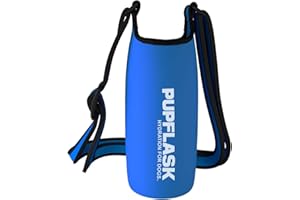 Tuff Pupper PupFlask Insulated Neoprene Dog Water Bottle Holder Sling with Wide Adjustable Shoulder Strap, Great for Travel, Walking, Hiking, Portable Pet Water Bottle Holder (40 OZ, Nebulas Blue)