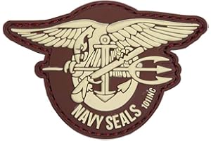 BLNTACKLE76 3D US Navy Seals PVC Emblem Patch Velcro Navy Seals (Brown)