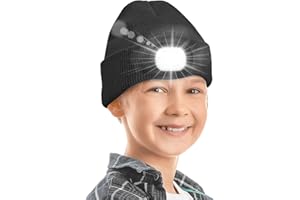 HUMPUN Beanie hat with Light, Rechargeable LED hat with Light Built in for Men Dad Women Her, Perfect Unisex Winter Christmas Warm Gifts for Men Dad Women, Knit Beany Hats with 4 LEDs Head Torch