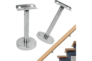 MONGTSAMZ Soporte Pasamanos Baranda Barandilla, 2 Piezas Ajustable Acero Inoxidable Soporte Pasamanos Barandilla Pasamanos Escalera para Escalera Pared Interior et Exterior Pasillos Baños