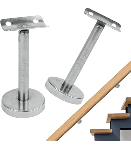 PRIOstahl handgreepsteun Handgreep muurbeugel Handgreepsteun - 4 x handgreepdragers aan ronde buis 42,4 mm om plat tegen de muur te schroeven voor M8 stokschroef voor leuningen van roestvrij staal