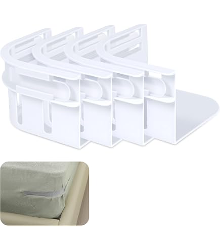 4 Pezzi Supporto per Blocca Lenzuolo con Strisce di Bloccaggio, Kit di Clip di Fissaggio per Lenzuolo, Angoli Antiscivolo per Materassi