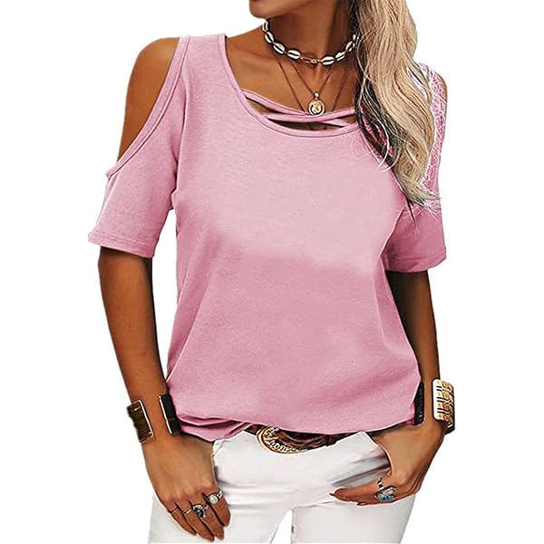 Top da donna a maniche corte tunica camicia ampia girocollo maglietta casual tinta unita top e magliette per uscire top da allenamento maglietta estiva basic vestiti alla moda 2025, 01-rosa, M