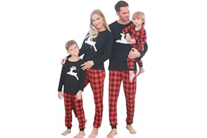 SANMIO Christmas Family Pajama Sets Matching Sleeve Blouse + Plaid Long Pants Nightwear Festival Outfits for Dad Mom Kids Girls Boys Baby