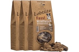 PETMAN Lobtüte FASS! Wildfleisch 3x80g – Hundefutter Snack - Proteinreiches Einzelfuttermittel für Hunde und Katzen, Barf-geeignet - Made in Germany