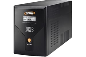 INFOSEC UPS SYSTEM Infosec X3 EX Onduleur 2000 VA 4 Prises Schuko-FR RJ11-45 LCD USB Noir