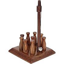 Thorness Vintage Wooden Pinball Bagatelle Game - Tabletop Game With Spring Plunger, Brass Pins & Steel Balls (34x20cm, Shesham Wood)