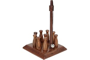 Ajuny Mini Bowling Set Fatto a Mano - Gioco di Birilli da Tavolo in Legno, Giocattolo da Scrivania Portatile per Casa e Ufficio, Bambini e Adulti, Birilli da 2 Pollici, 10 Pezzi