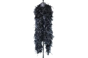 WANRUIDA 182 cm 90g Boa de plumas Negro， Chandelle Boa, baile de boda, manualidades, fiesta de disfraces de Halloween，años 20 flapper, carnaval, fiesta temática