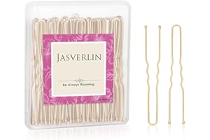 JASVERLIN U Shaped Hair Bobby Pin Blonde, U Hair Pins for Buns Maker Hairpins Updos Long Large Curly Waved Hairstyling Clips for Women Girls Ballet Wedding 2.4inch 100pcs