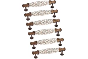 Banggo Set di 6 maniglie per mobili a forma di fiocco vintage a forma di T, per porta della cucina, armadio, cassetto, camera da letto, in ceramica e lega di zinco, 96 mm
