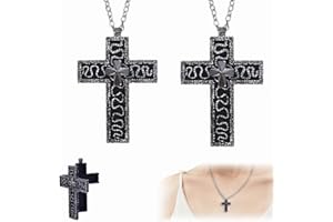 Dewppxi Cross Necklace with Secret Compartment, Cross Character Ten Necklace with Secret Compartment - Antique Cross Pendant Necklace, Ten Shape Pendant in 3D Print Design