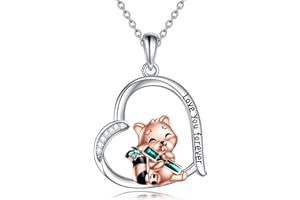 JERWLI Red Panda Gifts Sterlingsilber-Halskette mit rotem Panda, niedlicher roter Panda-Bambus-Anhänger, Schmuck für Frauen und Mädchen, Geschenke