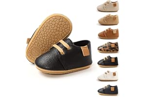 Sonsage Infant Baby Boys Girls Oxford Shoes Pu Leather Lace-Up Anti-Slip Trainer Soft Rubber Sole Toddler First Walking Sneakers